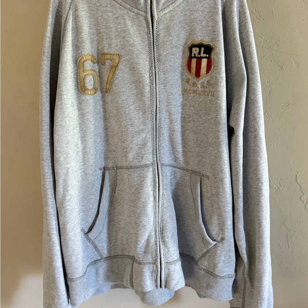Polo Jeans Company Ralph Lauren Full Zip Sweatshirt XL Gray 67 Flag